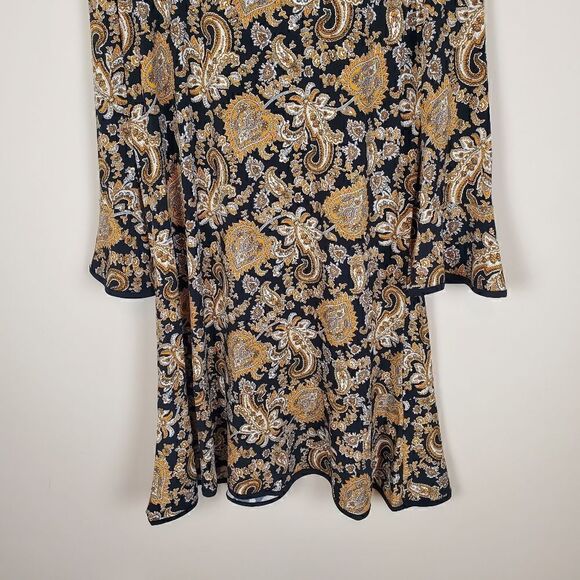 Michael Michael Kors Marigold Paisley Bell Sleeve Flounce Dress Size XL - Picture 3 of 8